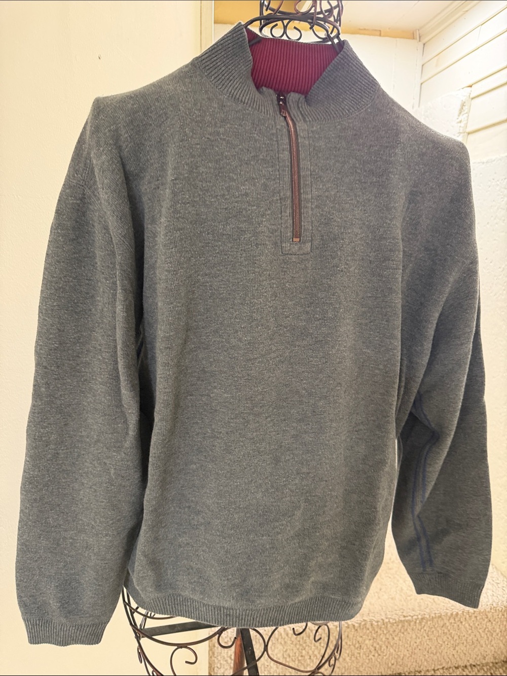 Tommy Bahama Gray Half-Zip Sweater